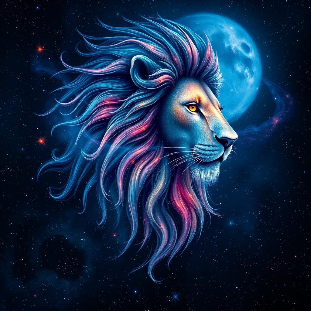 Cosmic galaxy lion